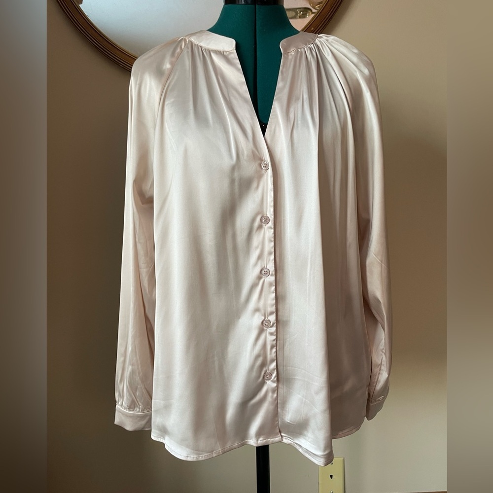 Luxe by Lularoe Celeste satin blouse in champagne size medium